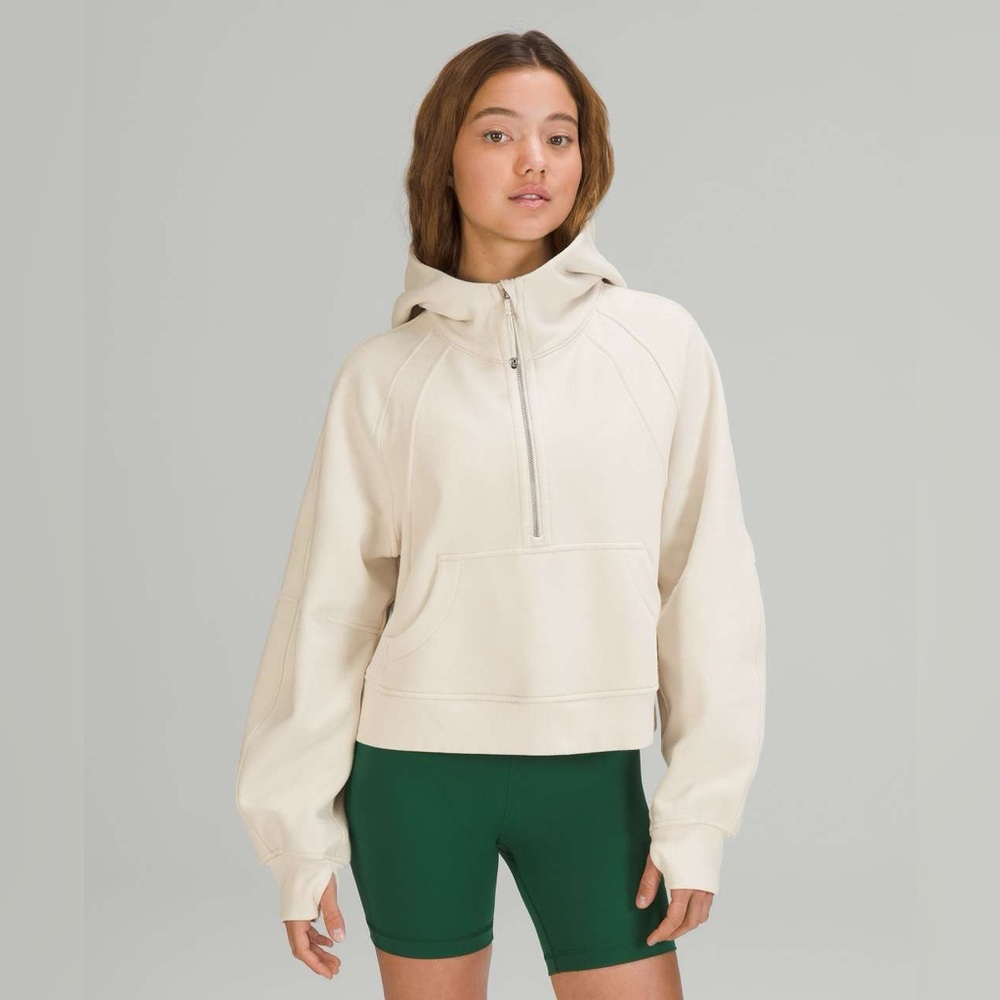 SOLD Lululemon Scuba Oversized Half-Zip Hoodie in White Opal Size M/L - Picture 1 of 8